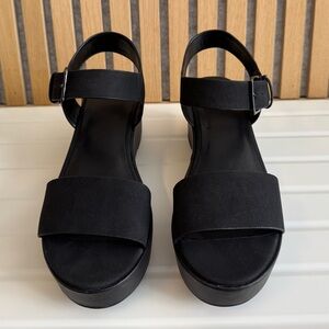 A New Day Women's Zenia Faux Leather Double Strap Platform Sandals Black - 8 1/2